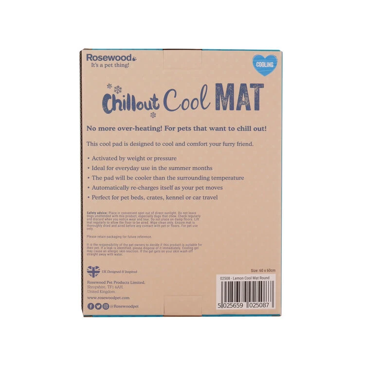 Rosewood Lemon Print Round Dog Cool Mat - Image 5
