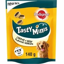 8 X 140g Pedigree Tasty Minis Cheese & Beef Nibbles Dog Treats