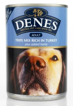 12 X Denes Dog Adult Tripe Mix Rich In Turkey + Herbs 400g
