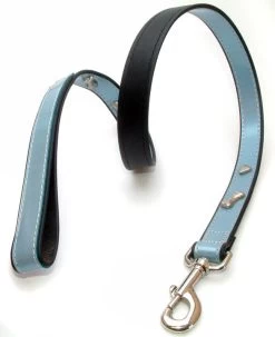Vital Pet Products Leather Lead Light Blue Bones 15mm X 100cm
