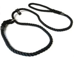 KJK Ropeworks Slip Lead With Leather Stop Black