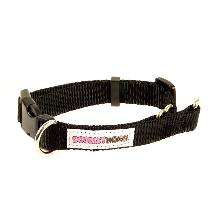 Great&Small Doodley Dogs Black Plain Nylon Collar