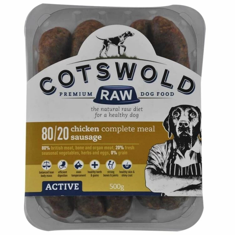 Cotswold Raw Active Sausage Chicken Dog Food 1kg