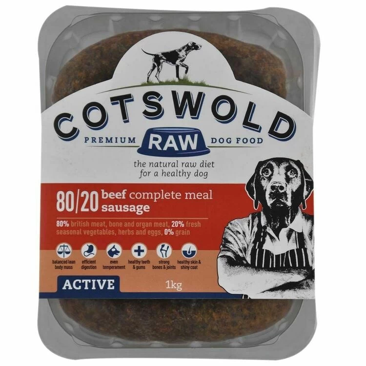 Cotswold Raw Active Sausage Beef Dog Food