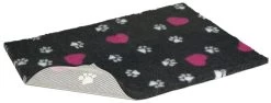 Non Slip Vetbed Cerise Hearts & White Paws Dog Bed - Charcoal
