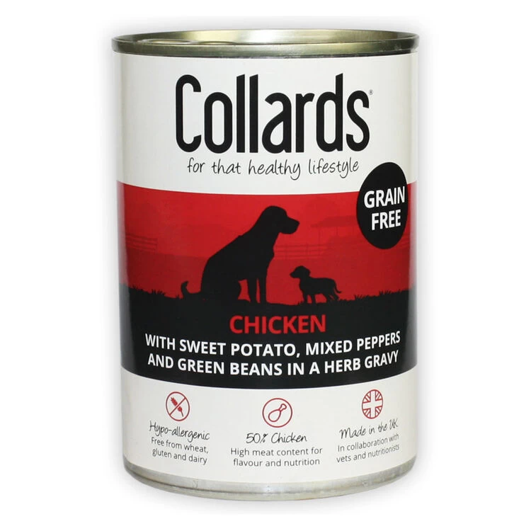 12 X Collards Grain Free Chicken In Gravy Wet Dog Food 390g