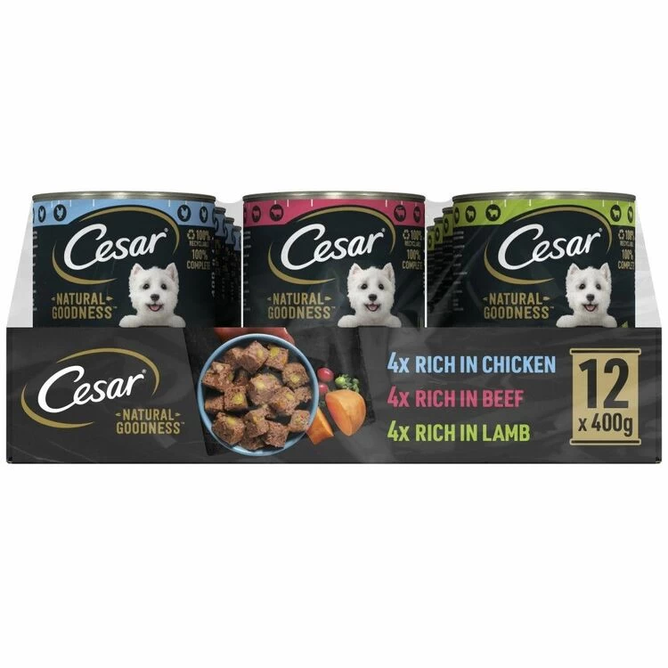 Cesar Natural Goodness Tins Mixed Selection In Loaf 12 Pack