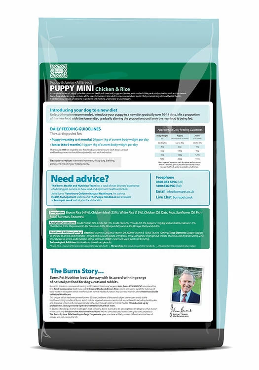 Burns Puppy/Junior Mini Chicken & Rice Dog Food - Image 4