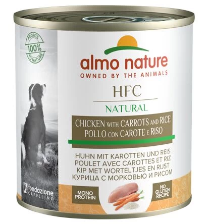 12 X Almo Nature HFC Natural Chicken With Carrots And Rice Dog Food 280g