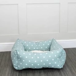 Lords & Labradors Cotton Box Bed For Dogs Duck Egg Spot