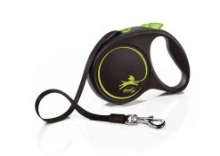 Flexi Black Design Retractable Tape Dog Lead Green