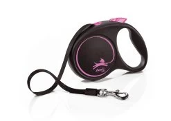 Flexi Black Design Dog Lead Tape 5m Pink