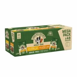 48 X James Wellbeloved Mega Pack Adult Dog Pouches Grain Free Turkey In Gravy 100g