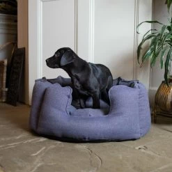 Lords & Labradors High Sided Tweed Dog Bed Oxford Blue Herringbone