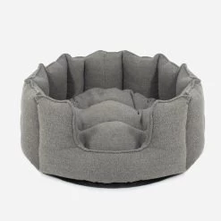 Lords & Labradors High Sided Tweed Dog Bed Pewter Herringbone