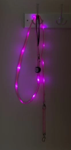 Nite Beams Flashing LED Dog Lead Pink Medium/Large 2.5cm X 180cm