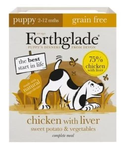 18 X Forthglade Grain Free Chicken With Liver & Vegetables Complete Puppy Wet Dog Food 395g