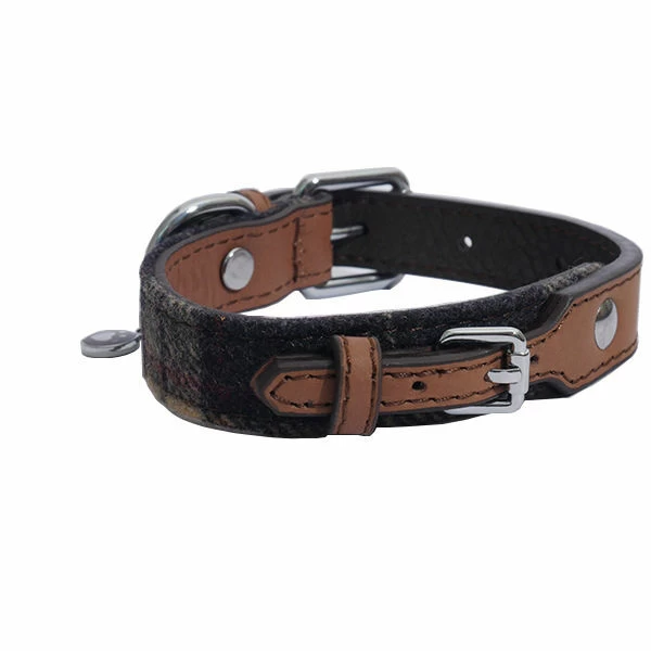 Rosewood Luxury Leather Collar Tweed Check 3/4" - Image 4