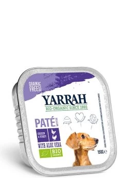 4 X Yarrah Organic Dog Grain Free Pate Chicken & Turkey 6x150g